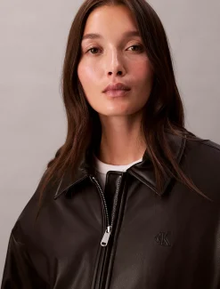Calvin Klein Lässige Bomberjacke aus Kunstleder^Damen JackenFrisch Eingetroffen