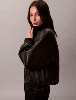 Calvin Klein Lässige Bomberjacke aus Kunstleder^Damen JackenFrisch Eingetroffen