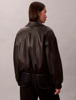 Calvin Klein Lässige Bomberjacke aus Kunstleder^Damen JackenFrisch Eingetroffen