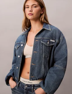 Calvin Klein Lässige Bubble-Jeansjacke^Damen Jeansjacken|JackenFrisch Eingetroffen