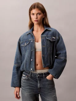 Calvin Klein Lässige Bubble-Jeansjacke^Damen Jeansjacken|JackenFrisch Eingetroffen