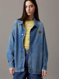 Calvin Klein Lässige Denim-Hemdjacke^Damen Jeansjacken|JackenFrisch Eingetroffen