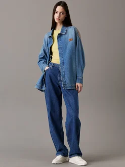 Calvin Klein Lässige Denim-Hemdjacke^Damen Jeansjacken|JackenFrisch Eingetroffen