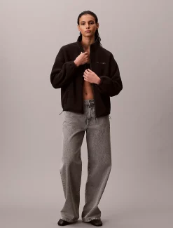 Calvin Klein Lässige Fleecejacke mit Stehkragen^Damen JackenFrisch Eingetroffen