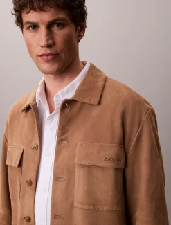 Calvin Klein Lässige Hemdjacke aus Wildleder^Herren JackenFrisch Eingetroffen