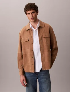 Calvin Klein Lässige Hemdjacke aus Wildleder^Herren JackenFrisch Eingetroffen