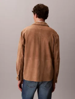 Calvin Klein Lässige Hemdjacke aus Wildleder^Herren JackenFrisch Eingetroffen