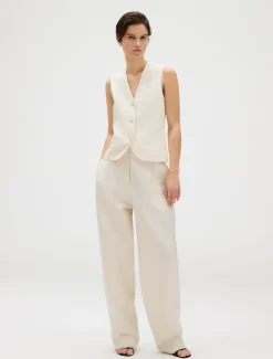 Calvin Klein Lässige Hose aus Leinen mit Bundfalten^Damen Hosen & Shorts