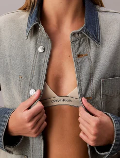 Calvin Klein Lässige Jeansjacke von innen nach außen gedreht^Damen JackenFrisch Eingetroffen