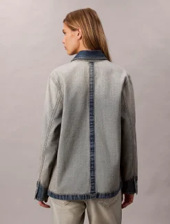 Calvin Klein Lässige Jeansjacke von innen nach außen gedreht^Damen JackenFrisch Eingetroffen