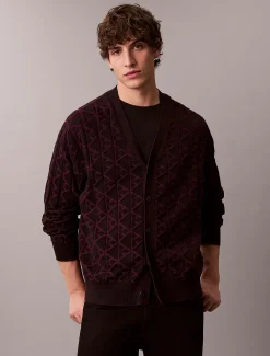 Calvin Klein Lässige Strickjacke mit durchgehendem Emblem-Logo^Herren Strickdesigns