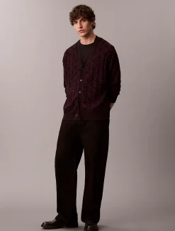 Calvin Klein Lässige Strickjacke mit durchgehendem Emblem-Logo^Herren Strickdesigns