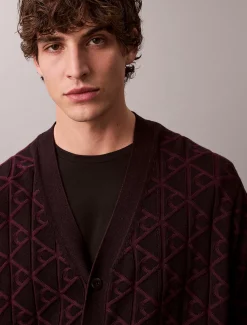 Calvin Klein Lässige Strickjacke mit durchgehendem Emblem-Logo^Herren Strickdesigns