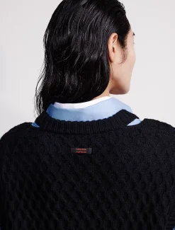 Calvin Klein Lässige Weste aus Merinowolle mit Zopfstrick^Damen Strickdesigns