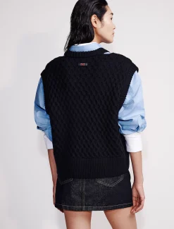 Calvin Klein Lässige Weste aus Merinowolle mit Zopfstrick^Damen Strickdesigns