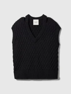 Calvin Klein Lässige Weste aus Merinowolle mit Zopfstrick^Damen Strickdesigns