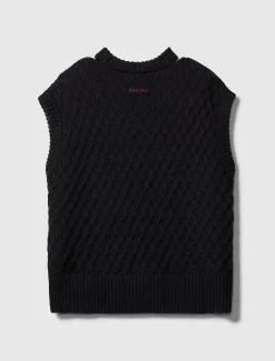 Calvin Klein Lässige Weste aus Merinowolle mit Zopfstrick^Damen Strickdesigns