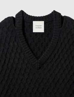 Calvin Klein Lässige Weste aus Merinowolle mit Zopfstrick^Damen Strickdesigns