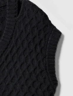 Calvin Klein Lässige Weste aus Merinowolle mit Zopfstrick^Damen Strickdesigns