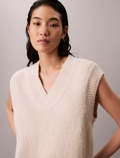 Calvin Klein Lässige Weste aus Woll-Bouclé^Damen Strickdesigns