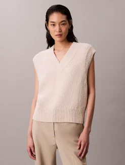 Calvin Klein Lässige Weste aus Woll-Bouclé^Damen Strickdesigns