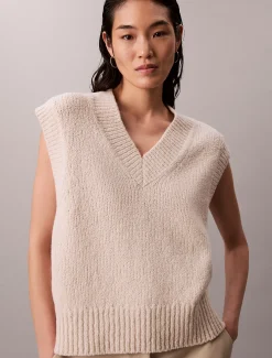 Calvin Klein Lässige Weste aus Woll-Bouclé^Damen Strickdesigns