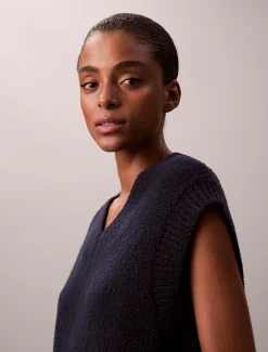 Calvin Klein Lässige Weste aus Woll-Bouclé^Damen Strickdesigns