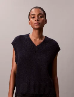 Calvin Klein Lässige Weste aus Woll-Bouclé^Damen Strickdesigns