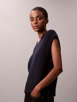 Calvin Klein Lässige Weste aus Woll-Bouclé^Damen Strickdesigns
