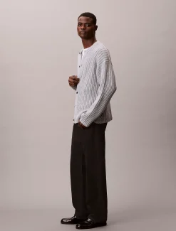 Calvin Klein Lässiger Cardigan aus gerippter Baumwolle^Herren Strickdesigns
