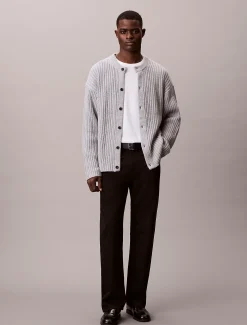 Calvin Klein Lässiger Cardigan aus gerippter Baumwolle^Herren Strickdesigns