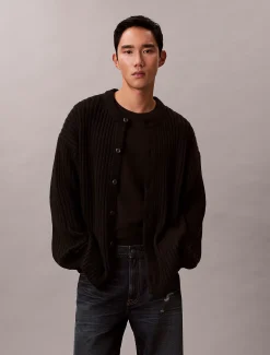 Calvin Klein Lässiger Cardigan aus gerippter Baumwolle^Herren Strickdesigns