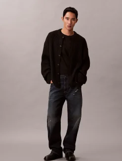 Calvin Klein Lässiger Cardigan aus gerippter Baumwolle^Herren Strickdesigns