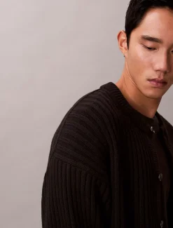 Calvin Klein Lässiger Cardigan aus gerippter Baumwolle^Herren Strickdesigns