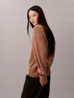 Calvin Klein Lässiger, dicker Pullover mit V-Ausschnitt^Damen Strickdesigns