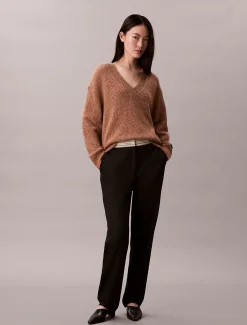 Calvin Klein Lässiger, dicker Pullover mit V-Ausschnitt^Damen Strickdesigns