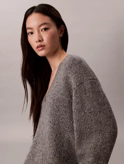 Calvin Klein Lässiger, dicker Pullover mit V-Ausschnitt^Damen Strickdesigns