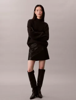 Calvin Klein Lässiger, dicker Rippen-Pullover mit Rollkragen^Damen Strickdesigns