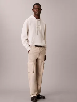 Calvin Klein Lässiger Hoodie aus Fleece mit Monogramm-Logoaufnäher^Herren Hoodies & Sweatshirts