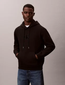 Calvin Klein Lässiger Hoodie aus Fleece mit Monogramm-Logoaufnäher^Herren Hoodies & Sweatshirts