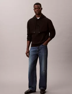 Calvin Klein Lässiger Hoodie aus Fleece mit Monogramm-Logoaufnäher^Herren Hoodies & Sweatshirts