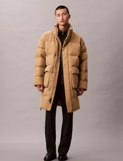 Calvin Klein Lässiger, langer Daunen-Steppmantel^Herren Mäntel|Stepp Jacken