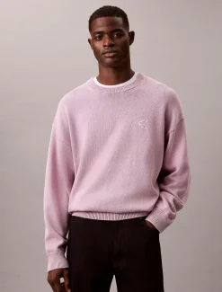 Calvin Klein Lässiger Monogramm-Pullover aus Baumwolle^Herren Strickdesigns