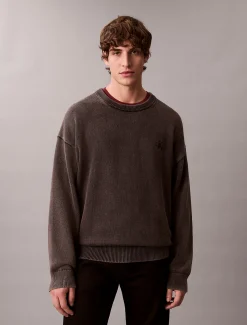 Calvin Klein Lässiger Monogramm-Pullover aus Baumwolle^Herren Strickdesigns
