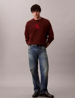 Calvin Klein Lässiger Pullover aus Baumwollgemisch mit Monogramm-Logo^Herren Strickdesigns