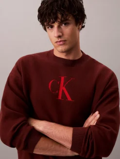 Calvin Klein Lässiger Pullover aus Baumwollgemisch mit Monogramm-Logo^Herren Strickdesigns