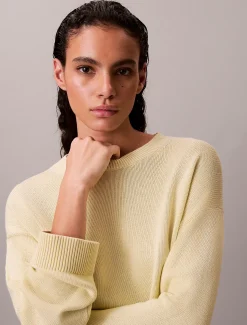 Calvin Klein Lässiger Pullover aus Baumwolle mit Rundhalsausschnitt^Damen Strickdesigns