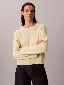 Calvin Klein Lässiger Pullover aus Baumwolle mit Rundhalsausschnitt^Damen Strickdesigns