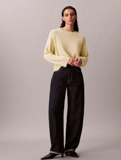 Calvin Klein Lässiger Pullover aus Baumwolle mit Rundhalsausschnitt^Damen Strickdesigns