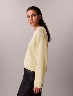 Calvin Klein Lässiger Pullover aus Baumwolle mit Rundhalsausschnitt^Damen Strickdesigns